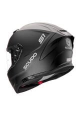 Scudo S1 Full Face Kapalı Güneş Vizörlü Motosiklet Kaskı Ece 22.06 Sertifikalı Mat Siyah XXL