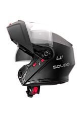 Scudo U1 Modüler Çene Açılır Güneş Vizörlü Motosiklet Kaskı Ece 22.06 Sertifikalı Mat Siyah