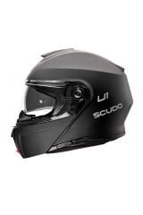 Scudo U1 Modüler Çene Açılır Güneş Vizörlü Motosiklet Kaskı Ece 22.06 Sertifikalı Mat Siyah