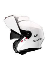 Scudo U1 Modüler Çene Açılır Güneş Vizörlü Motosiklet Kaskı Ece 22.06 Sertifikalı Beyaz
