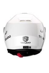 Scudo U1 Modüler Çene Açılır Güneş Vizörlü Motosiklet Kaskı Ece 22.06 Sertifikalı Beyaz XL