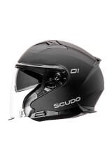 Scudo O1 Open Face Çene Açık Güneş Vizörlü Motosiklet Kaskı Ece 22.06 Sertifikalı Mat Siyah XS