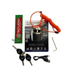 Armor 605MVA 5.5mm 120Db Alarmlı ve Şarjlı Disk Kilidi (Tüm Vespa Modelleriyle Uyumludur)