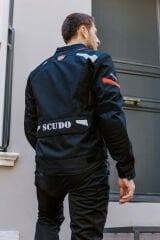 Scudo Madrid 3 Mevsim Erkek Motosıklet Ceketi - Siyah Kırmızı - L