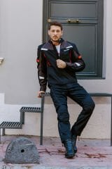 Scudo Madrid 3 Mevsim Erkek Motosıklet Ceketi - Siyah Kırmızı - 3XL