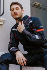 Scudo Madrid 3 Mevsim Erkek Motosıklet Ceketi - Siyah Kırmızı - 4XL