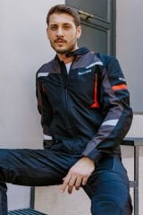 Scudo Madrid 3 Mevsim Erkek Motosıklet Montu - Siyah Kırmızı