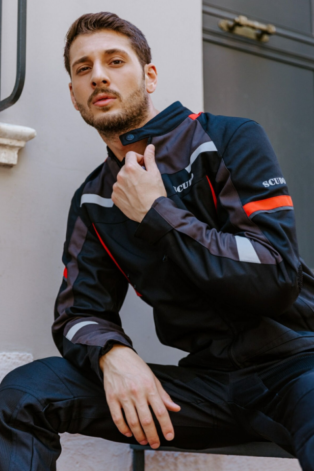 Scudo Madrid 3 Mevsim Erkek Motosıklet Montu - Siyah Kırmızı XL