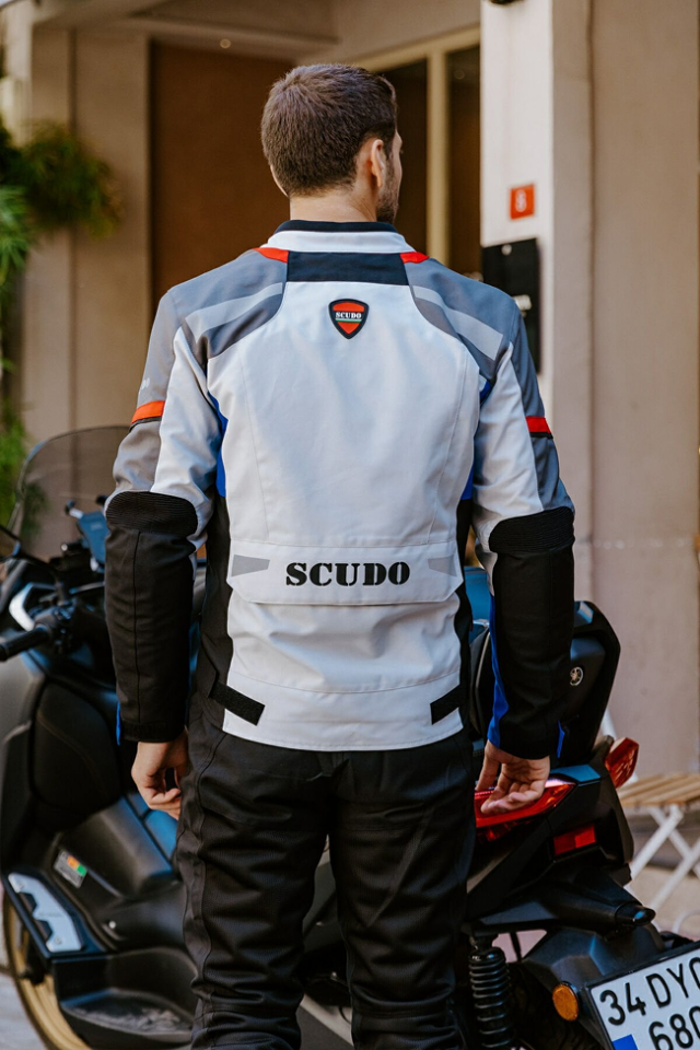 Scudo Madrid 3 Mevsim Erkek Motosiklet Montu - Gri Mavi Kırmızı 3XL