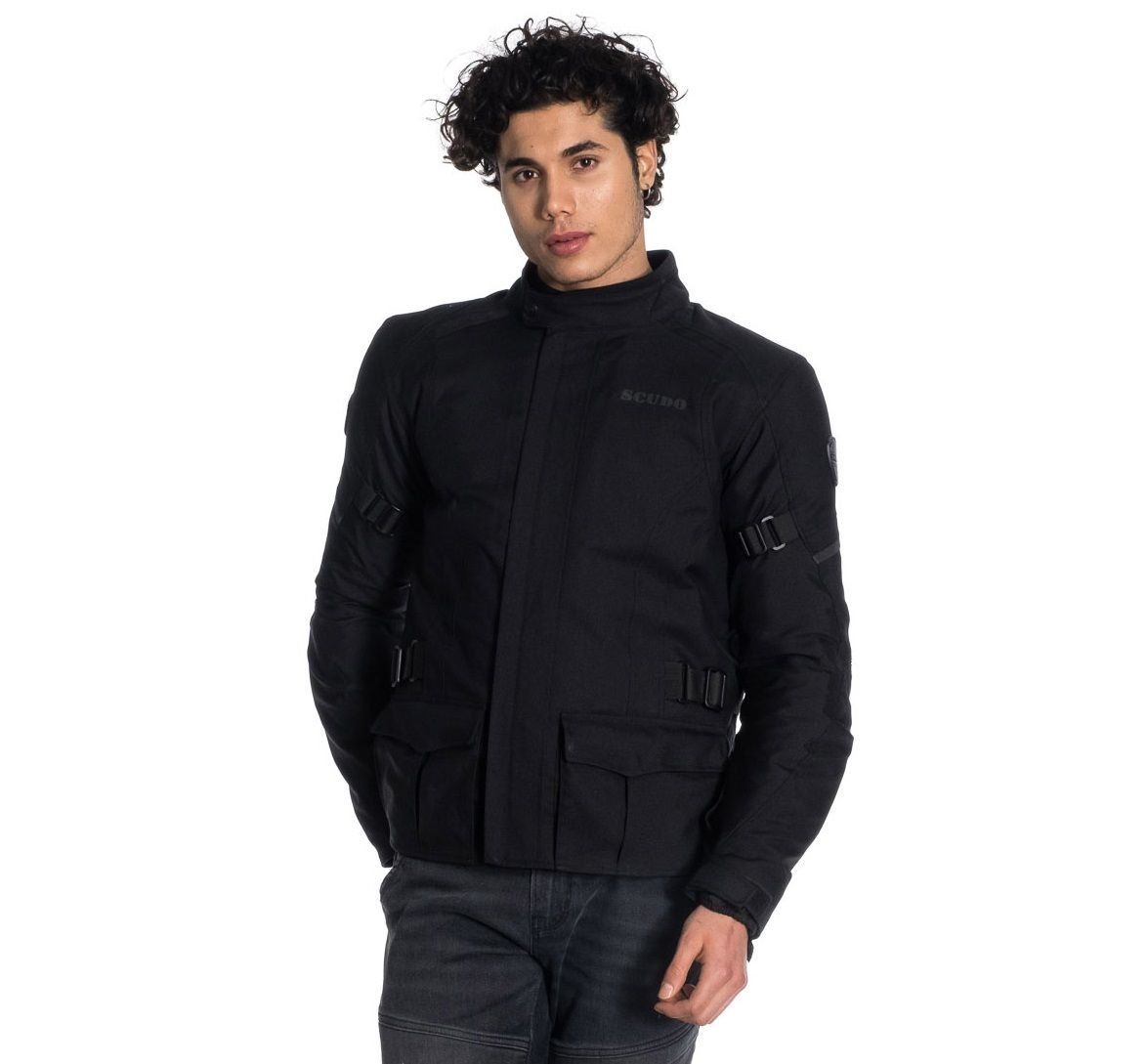 Scudo Vivaldi 4 Mevsim Motosiklet Ceketi - Siyah/Siyah - 5XL