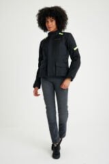 Scudo Vivaldi 4 Mevsim Kadın Motosiklet Montu - Siyah/Sarı