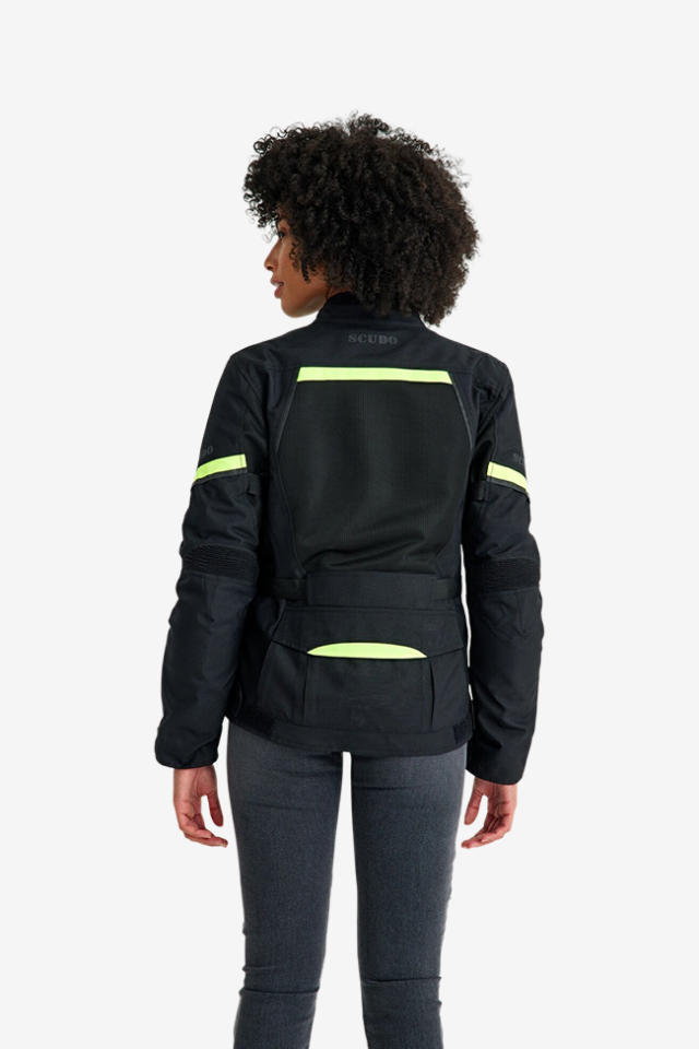 Scudo Vivaldi 4 Mevsim Kadın Motosiklet Montu - Siyah/Sarı L