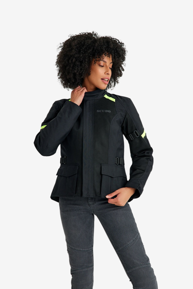 Scudo Vivaldi 4 Mevsim Kadın Motosiklet Montu - Siyah/Sarı L