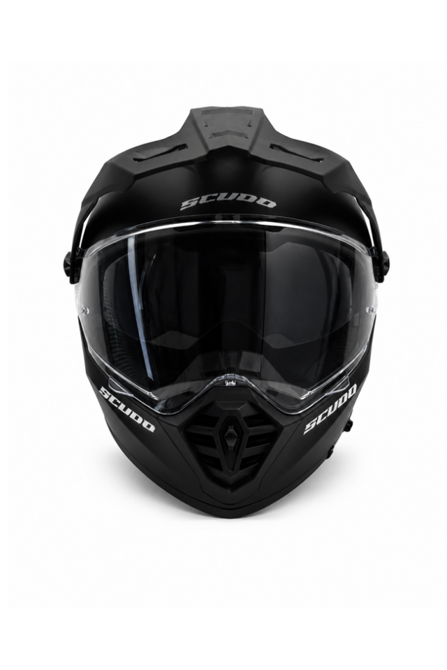 Scudo D1 Güneş Vizörlü Ece 22.06 Sertifikalı Enduro Motosiklet Kaskı Mat Siyah M