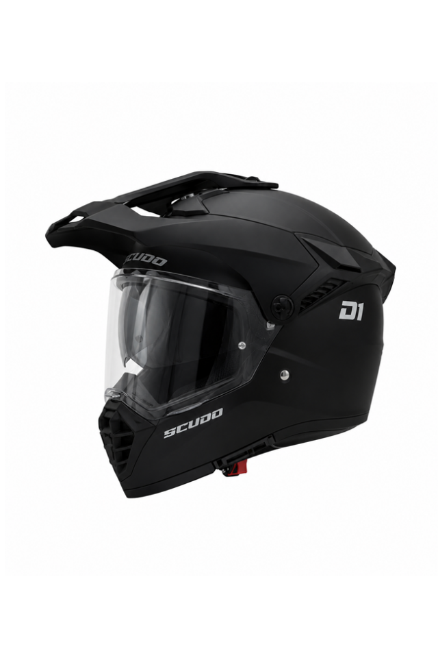 Scudo D1 Güneş Vizörlü Ece 22.06 Sertifikalı Enduro Motosiklet Kaskı Mat Siyah XL