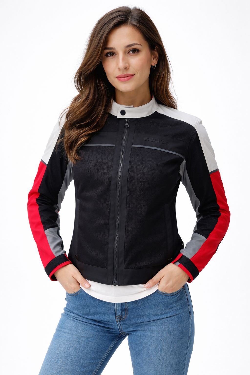 Scudo Lima Yazlık Fileli Kadın Motosiklet Montu - Kırmızı XS