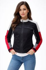 Scudo Lima Yazlık Fileli Kadın Motosiklet Montu - Kırmızı