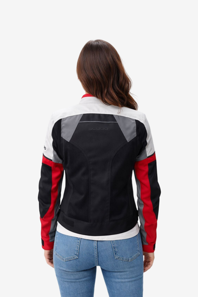 Scudo Lima Yazlık Fileli Kadın Motosiklet Montu - Kırmızı XS