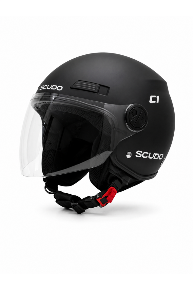 Scudo C1 Open Face Çene Açık Motosiklet Kaskı Ece 22.06 Sertifikalı Mat Siyah XS