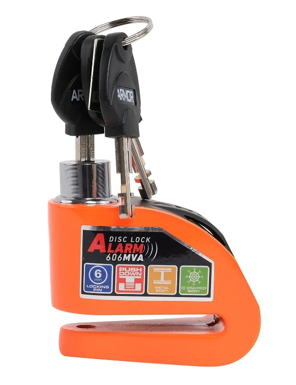 Armor 606MVA 6mm 120 Desibel Alarmlı Disk Kilidi Turuncu
