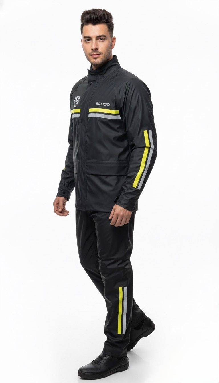 Scudo Londra Siyah Alt Üst Takım Motosiklet Yağmurluğu