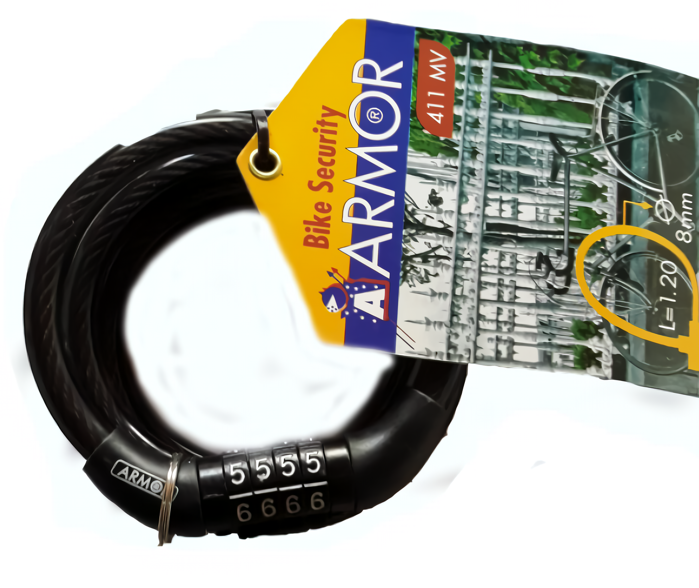 Armor 411 MV 120cm X 8mm Üç Basamaklı şifreli Bisiklet Kiliti