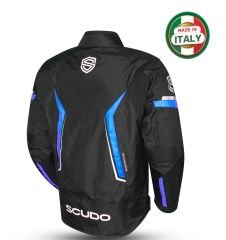 Scudo Roma 4 Mevsim Erkek Motosiklet Ceketi Siyah/Mavi - XL