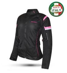 Scudo Lisbon 4 Mevsim Kadın Motosiklet Ceketi Siyah/Pembe - XL