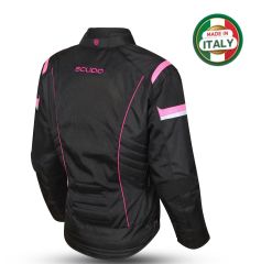 Scudo Lisbon 4 Mevsim Kadın Motosiklet Ceketi Siyah/Pembe - XL