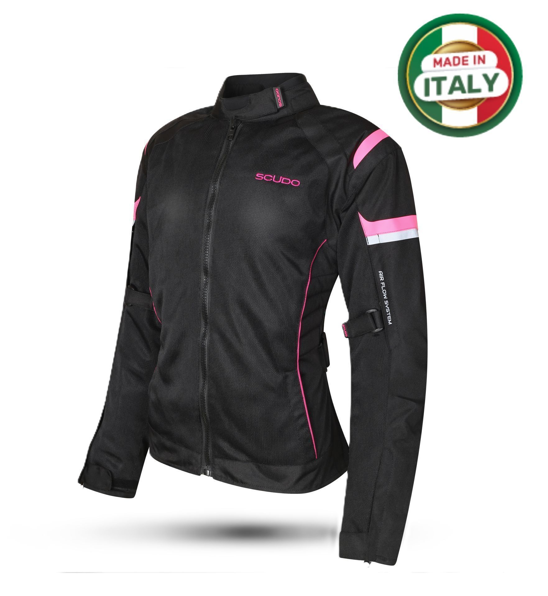 Scudo Lisbon 4 Mevsim Kadın Motosiklet Montu Siyah/Pembe L