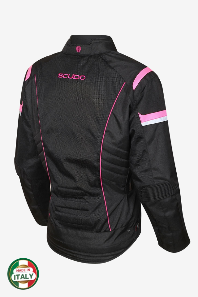 Scudo Lisbon 4 Mevsim Kadın Motosiklet Montu Siyah/Pembe L