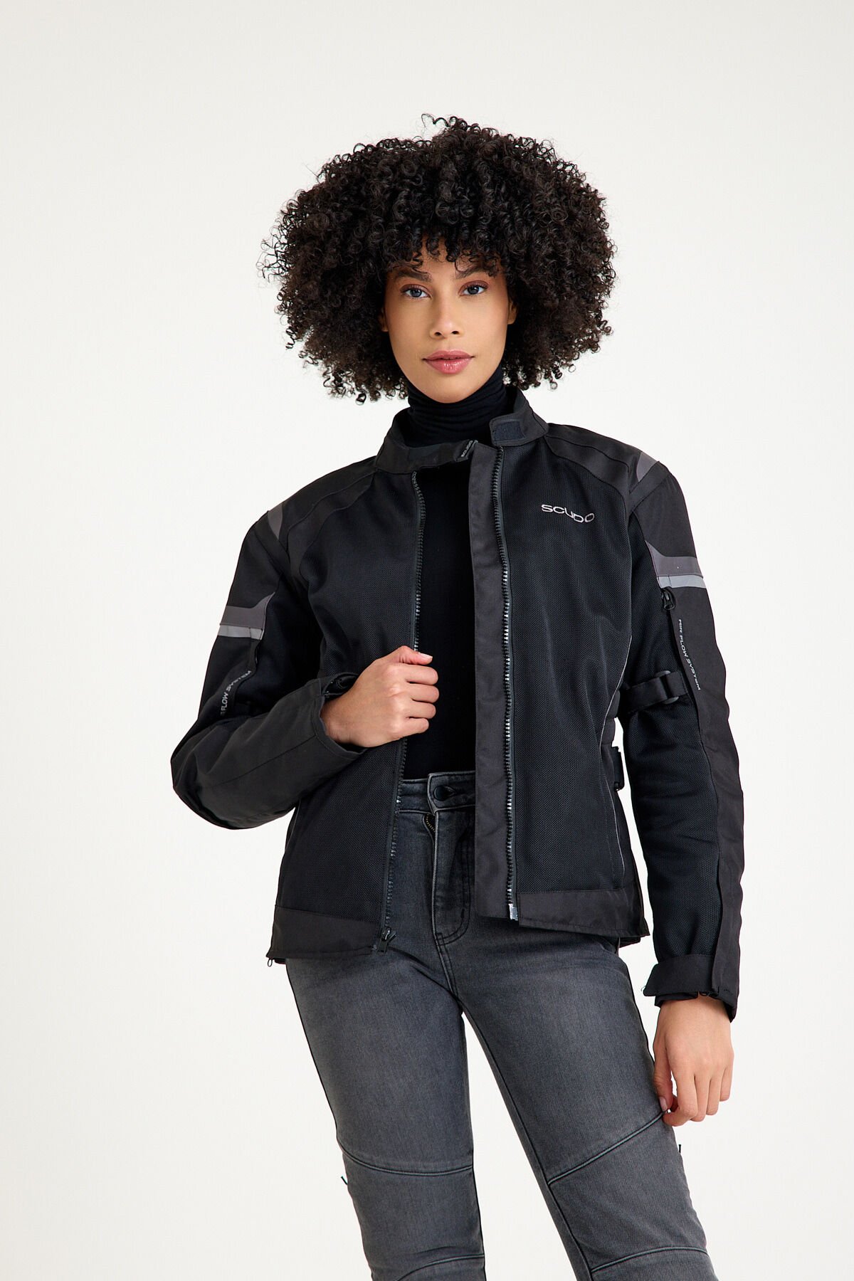 Scudo Lisbon 4 Mevsim Kadın Motosiklet Montu Siyah/Gri