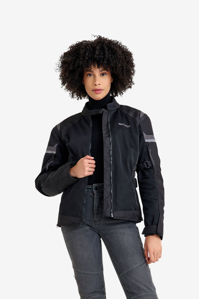 Scudo Lisbon 4 Mevsim Kadın Motosiklet Montu Siyah/Gri XL