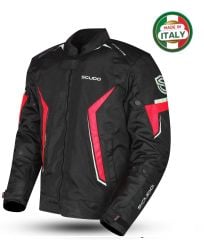 Scudo Roma 4 Mevsim Erkek Motosiklet Ceketi Siyah/Kırmızı - L