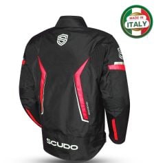 Scudo Roma 4 Mevsim Erkek Motosiklet Ceketi Siyah/Kırmızı - 2XL