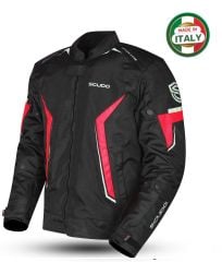 Scudo Roma 4 Mevsim Erkek Motosiklet Ceketi Siyah/Kırmızı - 3XL