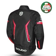 Scudo Roma 4 Mevsim Erkek Motosiklet Ceketi Siyah/Kırmızı - 3XL