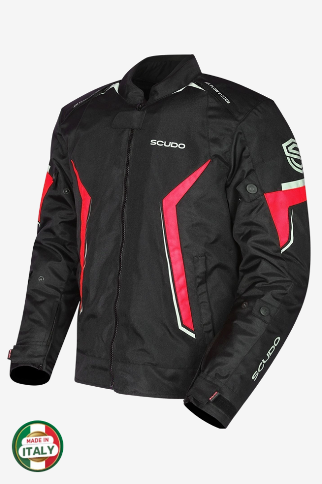 Scudo Roma 4 Mevsim Erkek Motosiklet Montu Siyah/Kırmızı XL