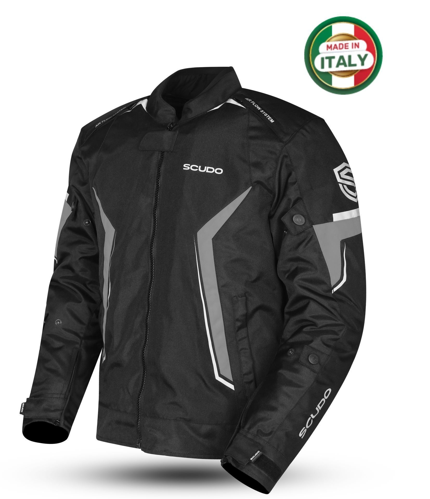 Scudo Roma 4 Mevsim Erkek Motosiklet Ceketi Siyah/Gri - 4XL