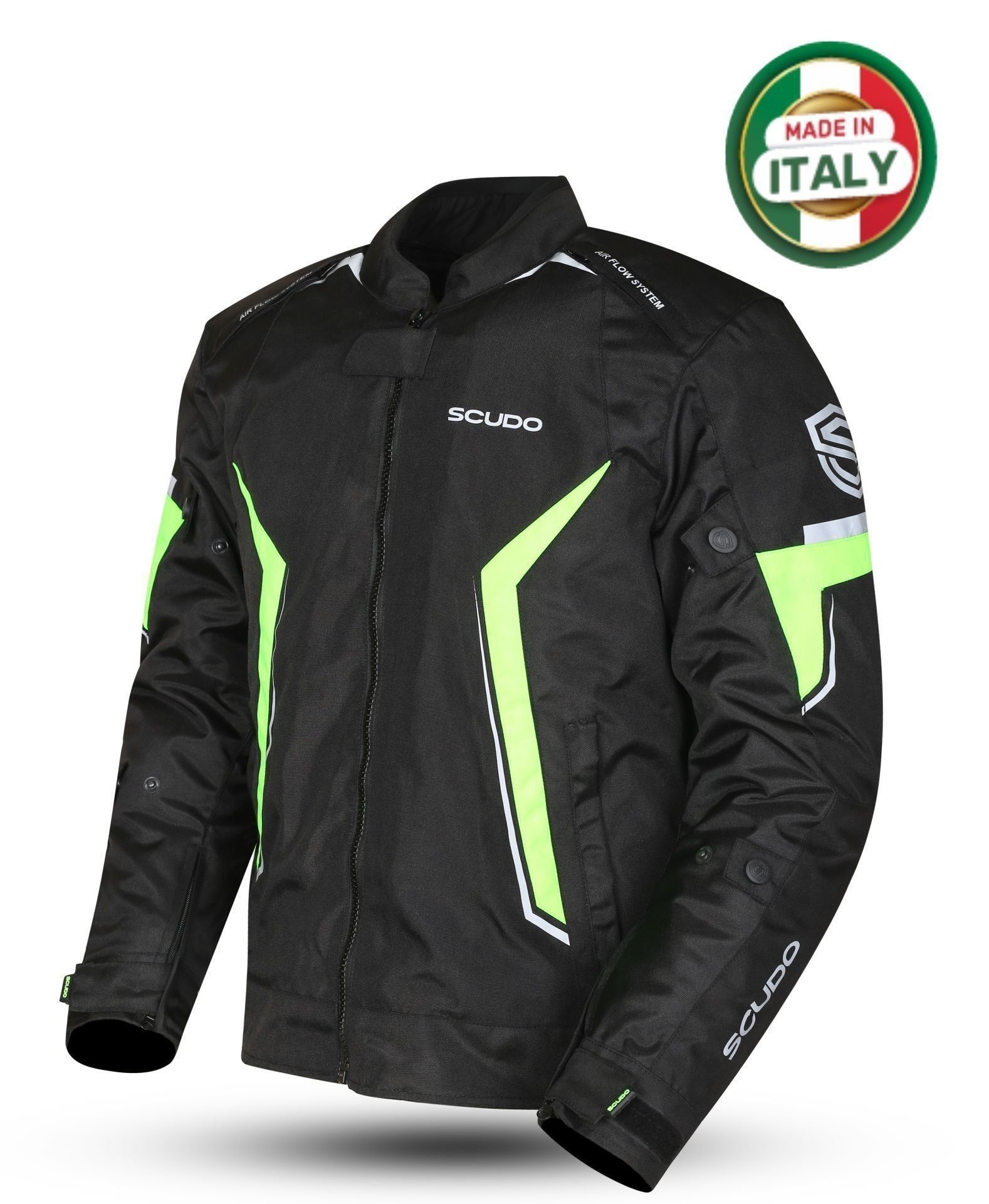 Scudo Roma 4 Mevsim Erkek Motosiklet Ceketi Siyah/Sarı - 3XL