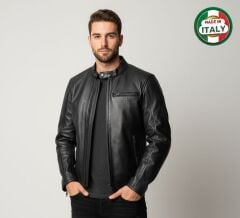 Scudo Teksas Hakiki Deri Erkek Motosiklet Montu