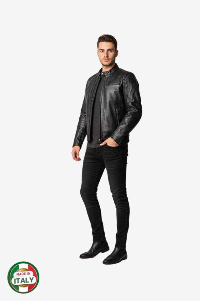 Scudo Teksas Hakiki Deri Erkek Motosiklet Montu XL