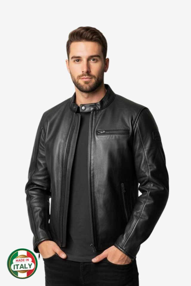Scudo Teksas Hakiki Deri Erkek Motosiklet Montu XL