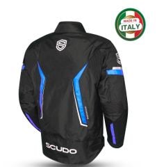 Scudo Roma 4 Mevsim Erkek Motosiklet Ceketi Siyah/Mavi - M