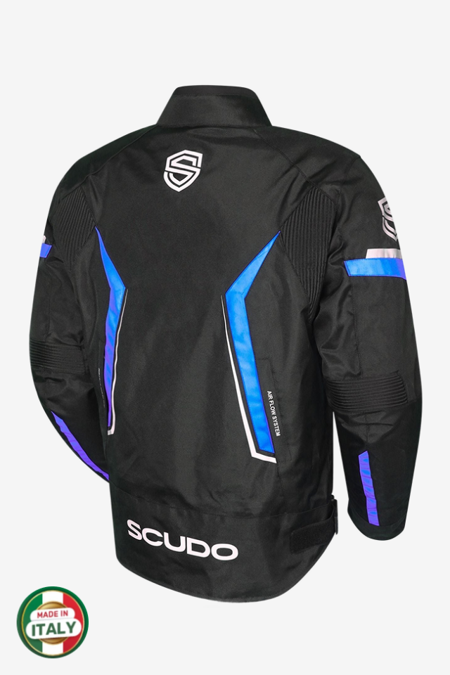 Scudo Roma 4 Mevsim Erkek Motosiklet Montu Siyah/Mavi L